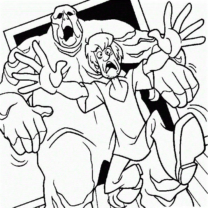 Coloring page monster scared Shaggy